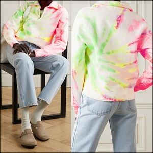 NWT RE/DONE x Hanes  Neon Space Dye 70s Half Zip Tie Dye Sweatshirt